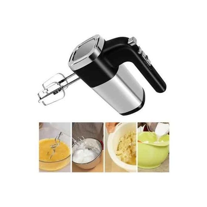 Silver Love Hand Mixer 500 Watts Powerful Electric Egg Beater with Stainless Steel Beaters and Dough Hooks for Baking & Whipping - Image 2