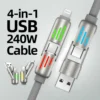 240W 4-in-1 USB-C Data Cable – Fast Charging & Multi-Device Power Delivery Cable