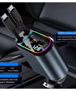 Alternative view of Retractable Car Charger with Starlight 66W – 4-in-1 Fast Car Charger
